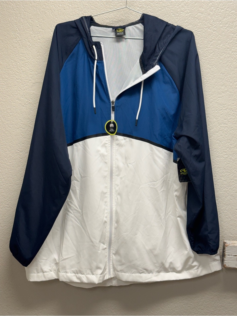 Athletic Works Navy, Royal Blue & White Hooded Windbreaker Jacket men’s 3X NWT